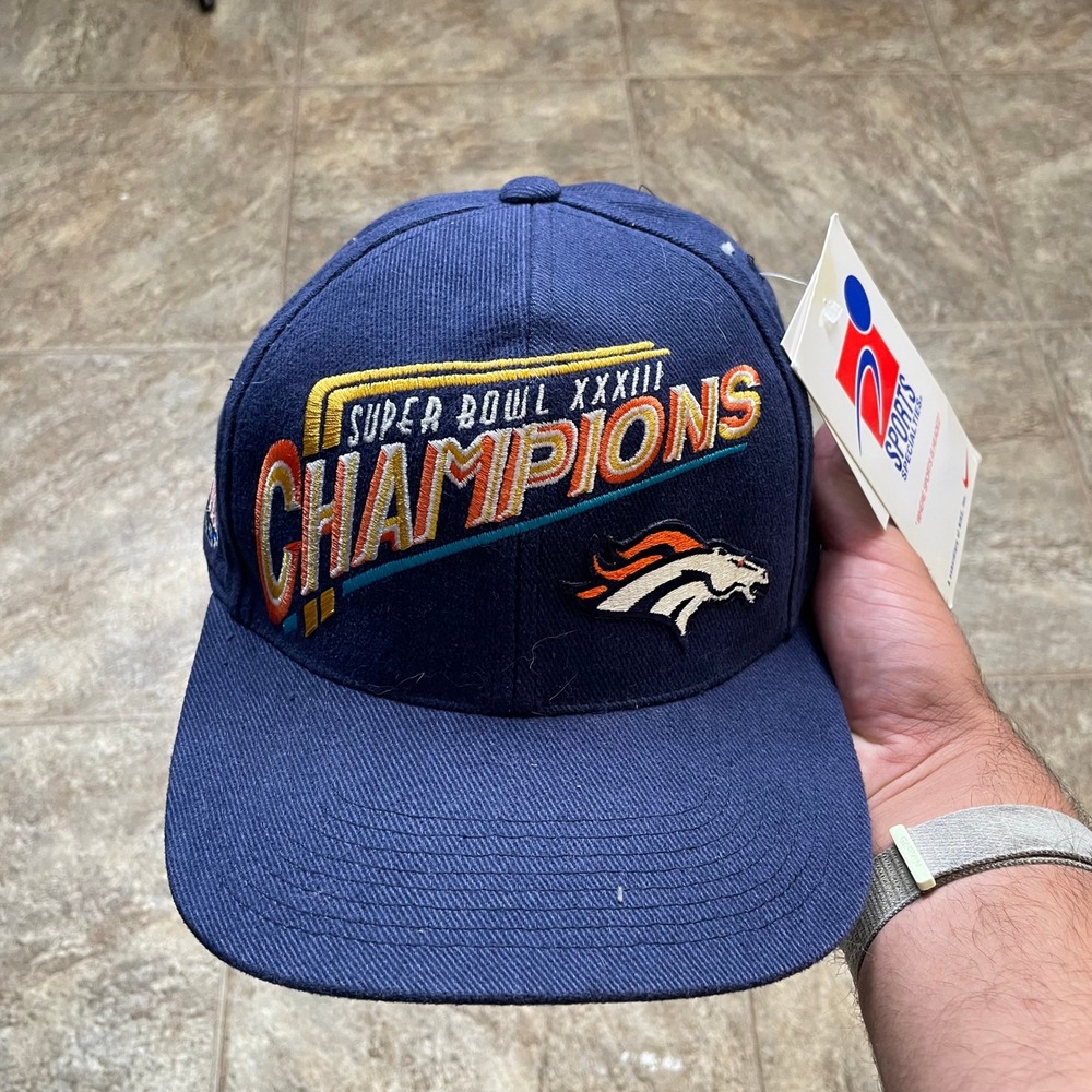 Vintage Denver Broncos Super Bowl XXXIII Champions Hat Sports Specialties Navy
